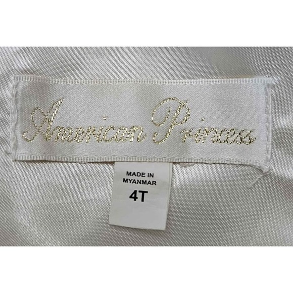 American Princess Sleeveless Pearl Tulle Dress Lace Bodice Girls Size 4T Wedding - Picture 5 of 5